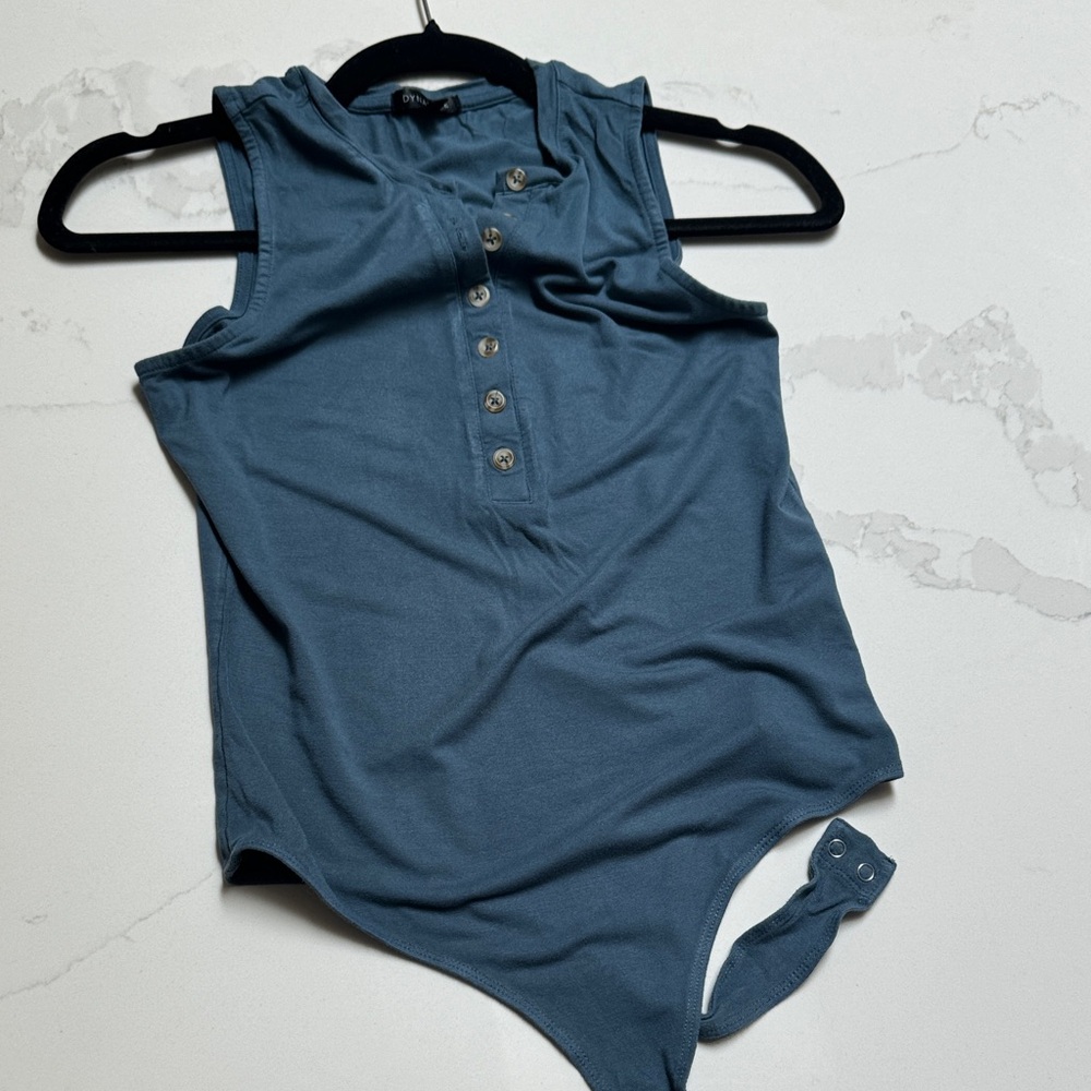 Dynamite Teal Button-Up Bodysuit